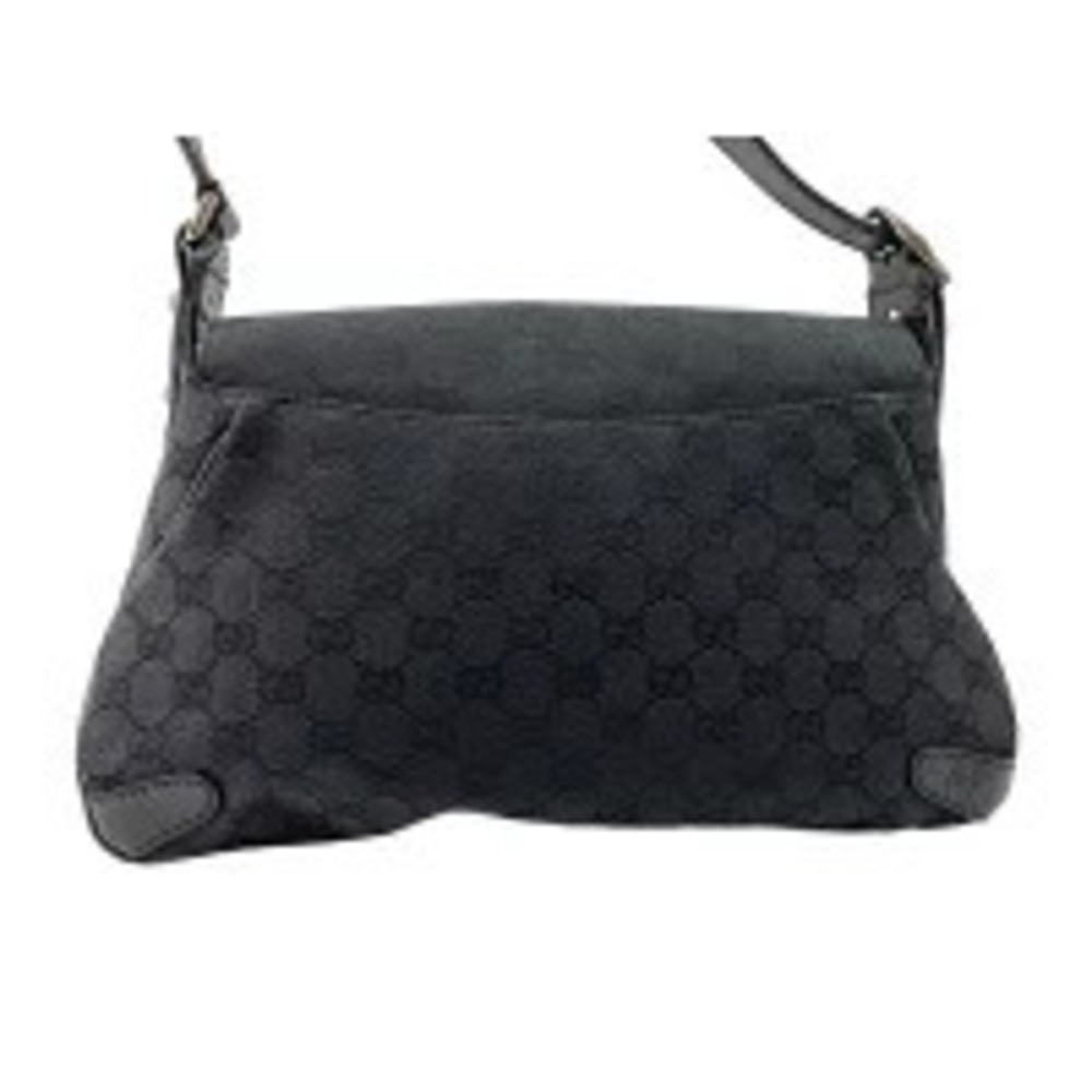 Gucci GG Canvas Horsebit Shoulder Bag Black